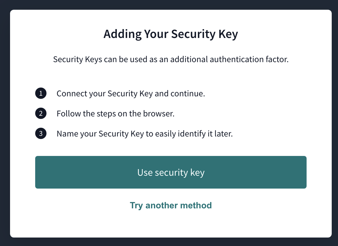 Example of the Seciruty Key activation window. Example of the Seciruty Key activation window.